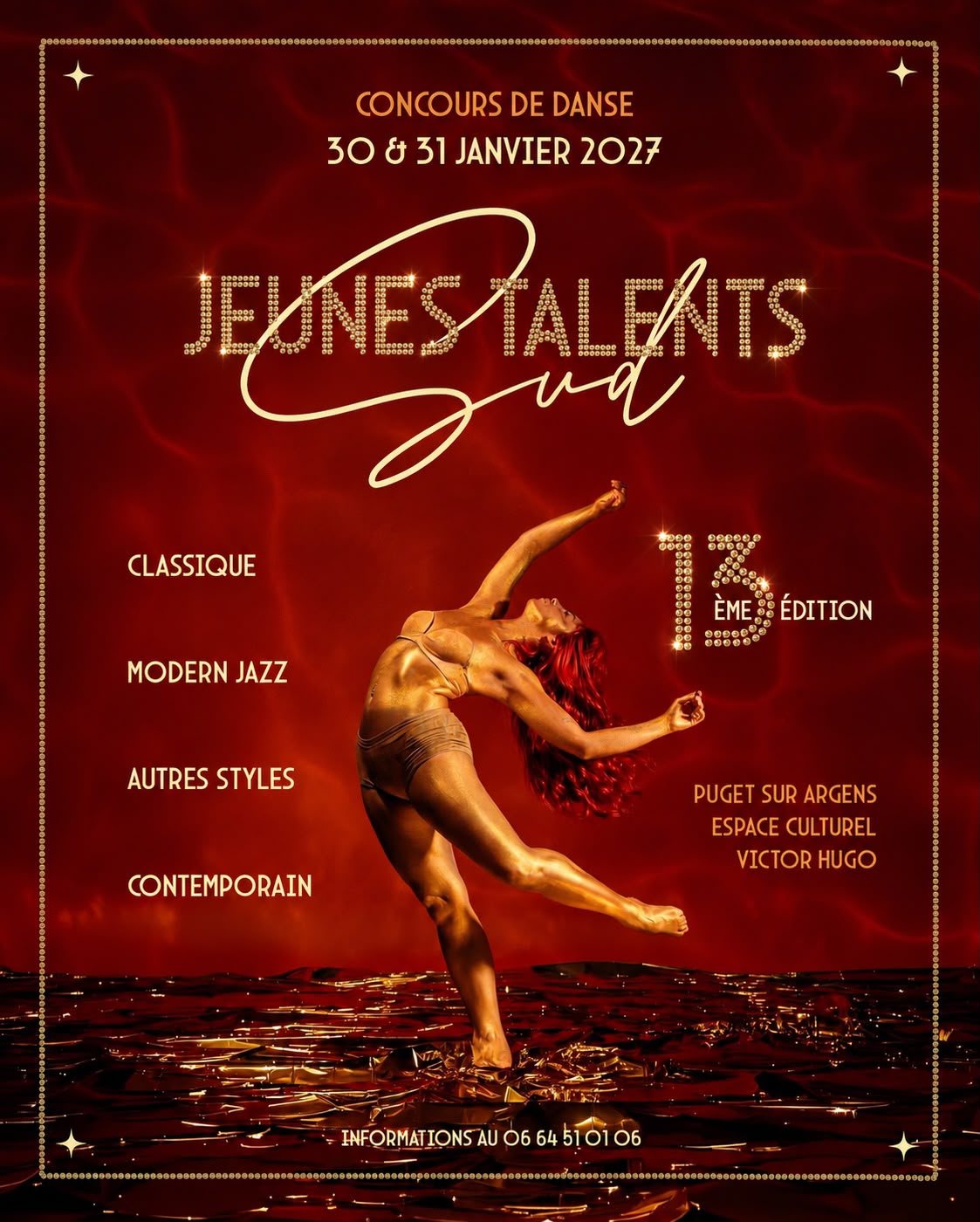 Affiche du concours Jeunes Talents Sud, 13ème édition, 30 et 31 janvier 2027 à Puget-sur-Argens